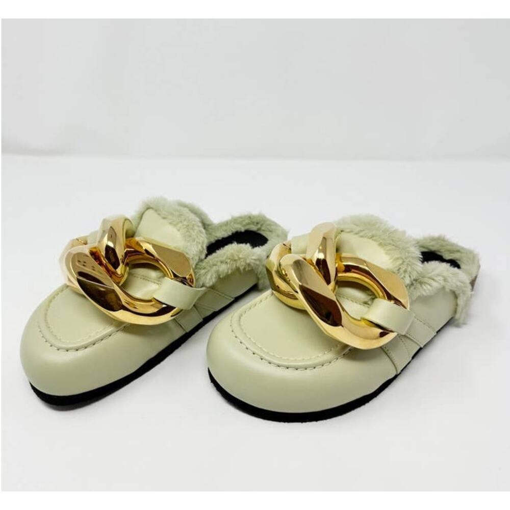 NEW JW Anderson Fuzzy Mule Clog Slip On Flat Light Mint Green EU 36 - Picture 11 of 12